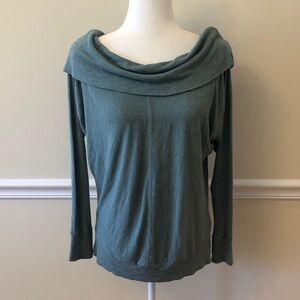 Anthropologie Bordeaux Blueish Green Cowl Neck Sweatshirt Size Small